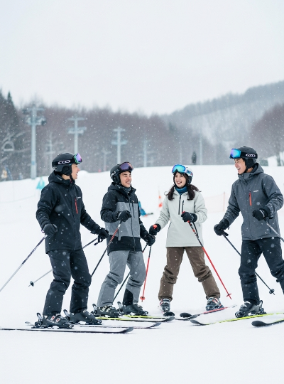 渡假村早餐→雪場集合→分組上課 (五小時課程)